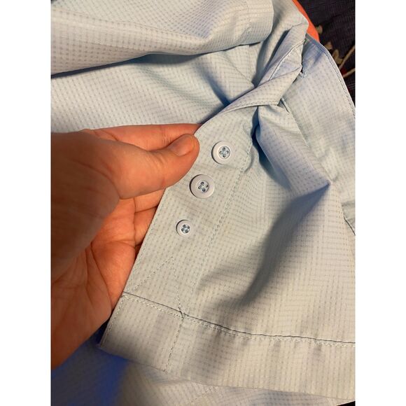 Habit 40+ Men's Solar Factor Short Sleeve Button Up Shirt Size M Light Blue - Picture 6 of 12